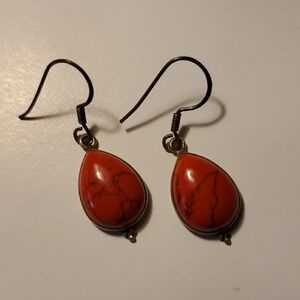 Brick Red Teardrop Earrings